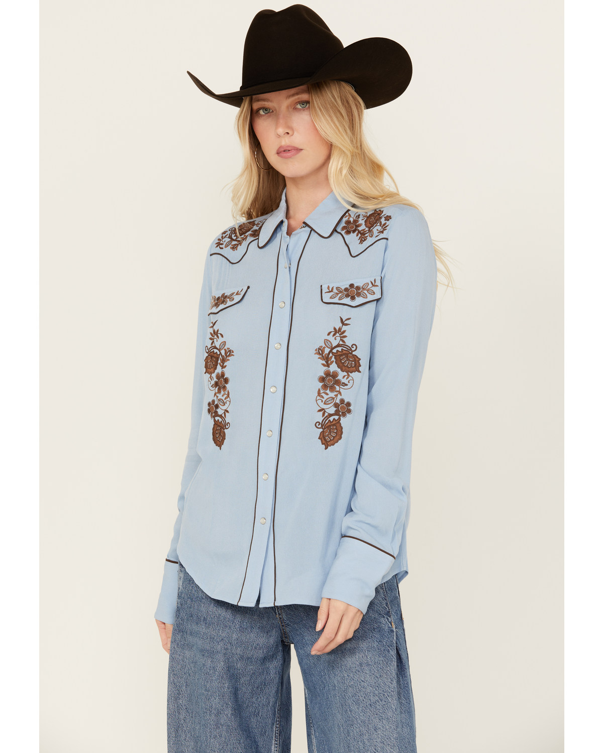 Stetson Women's Embroidered Long Sleeve Pearl Snap Western Blouse