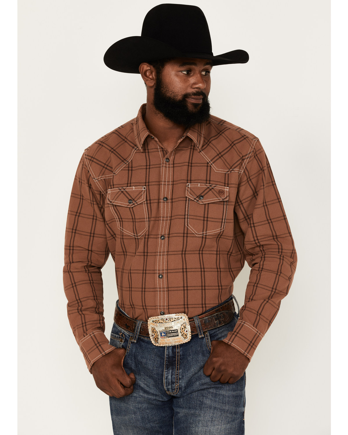 Blue Ranchwear Men's Plaid Print Snap Flannel Western Shirt