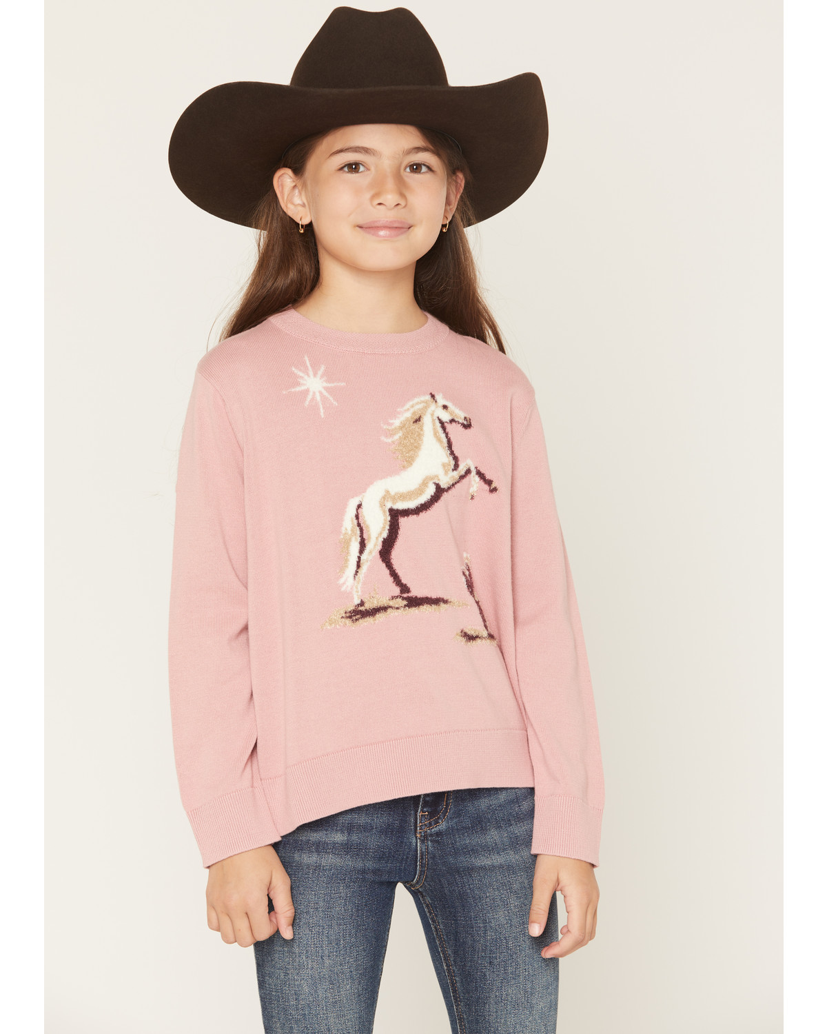 Shyanne Girls' Horse Pullover Knit Sweater