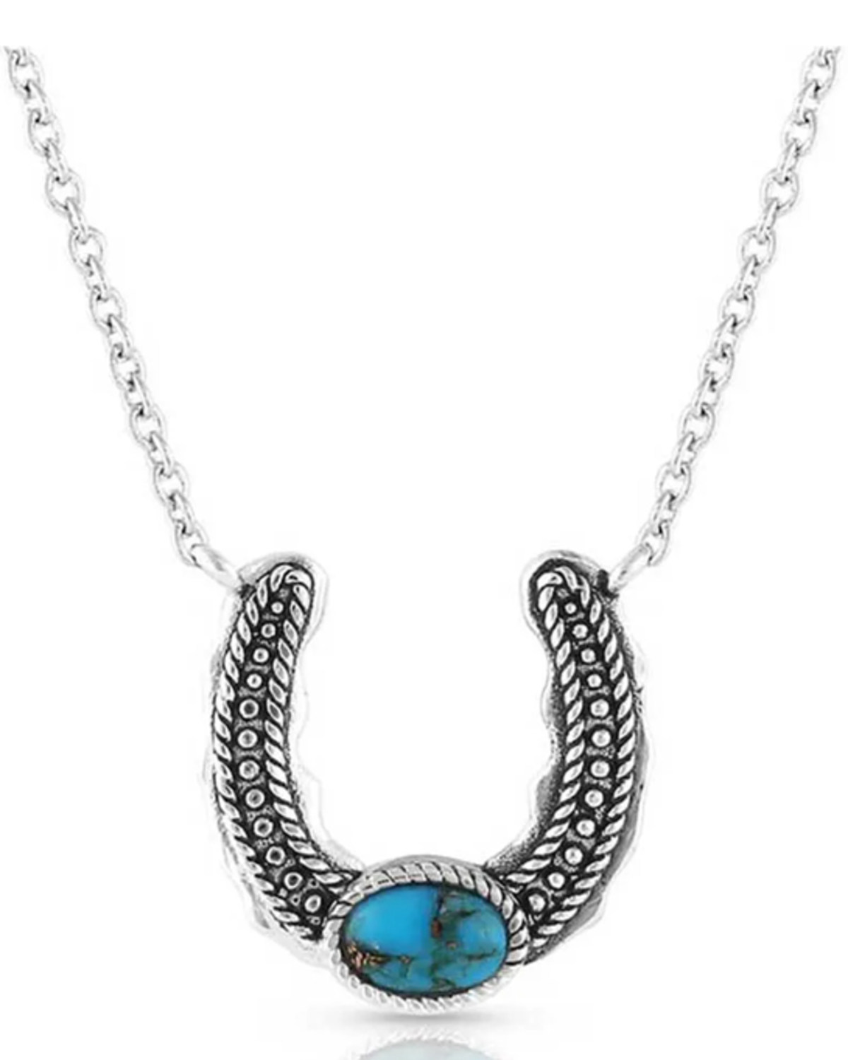 Montana Silversmiths Women's Not Shy Turquoise Horseshoe Necklace
