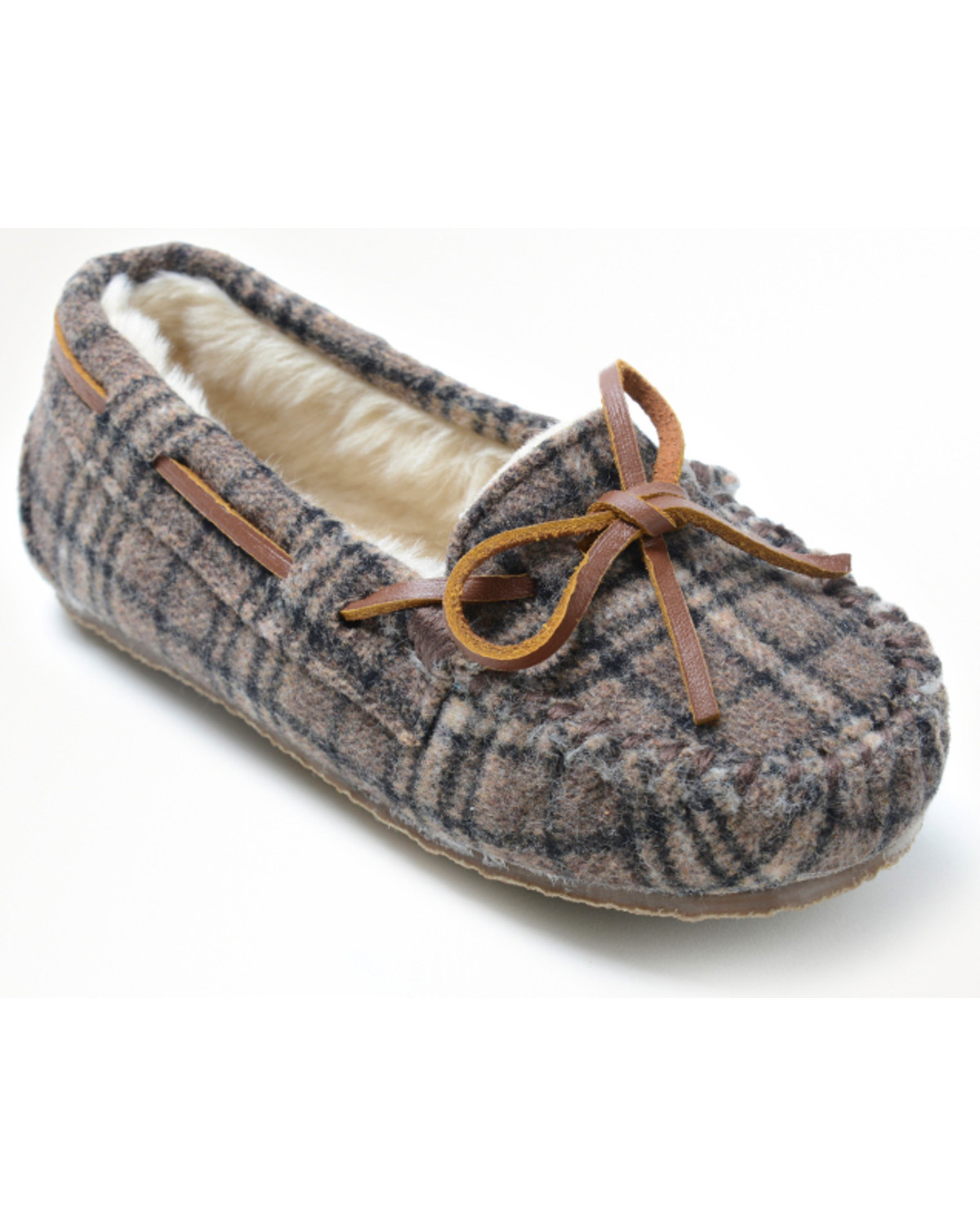 plaid moccasin slippers