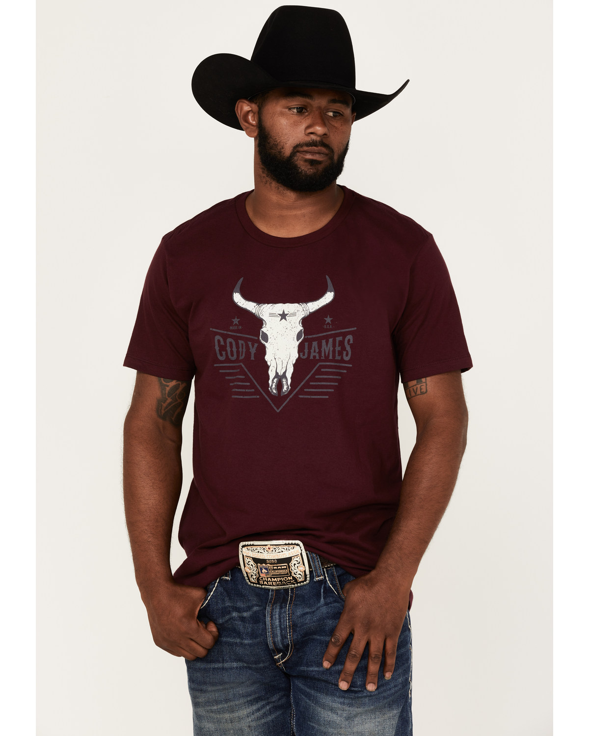 Cody James Men's Texas Coast Skull Logo Graphic Short Sleeve T-Shirt