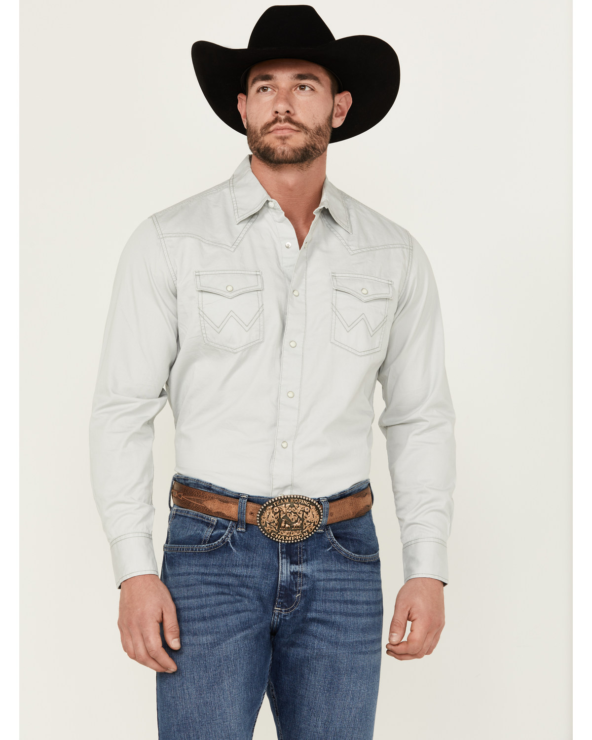Wrangler Retro Men's Premium Solid Long Sleeve Snap Western Shirt
