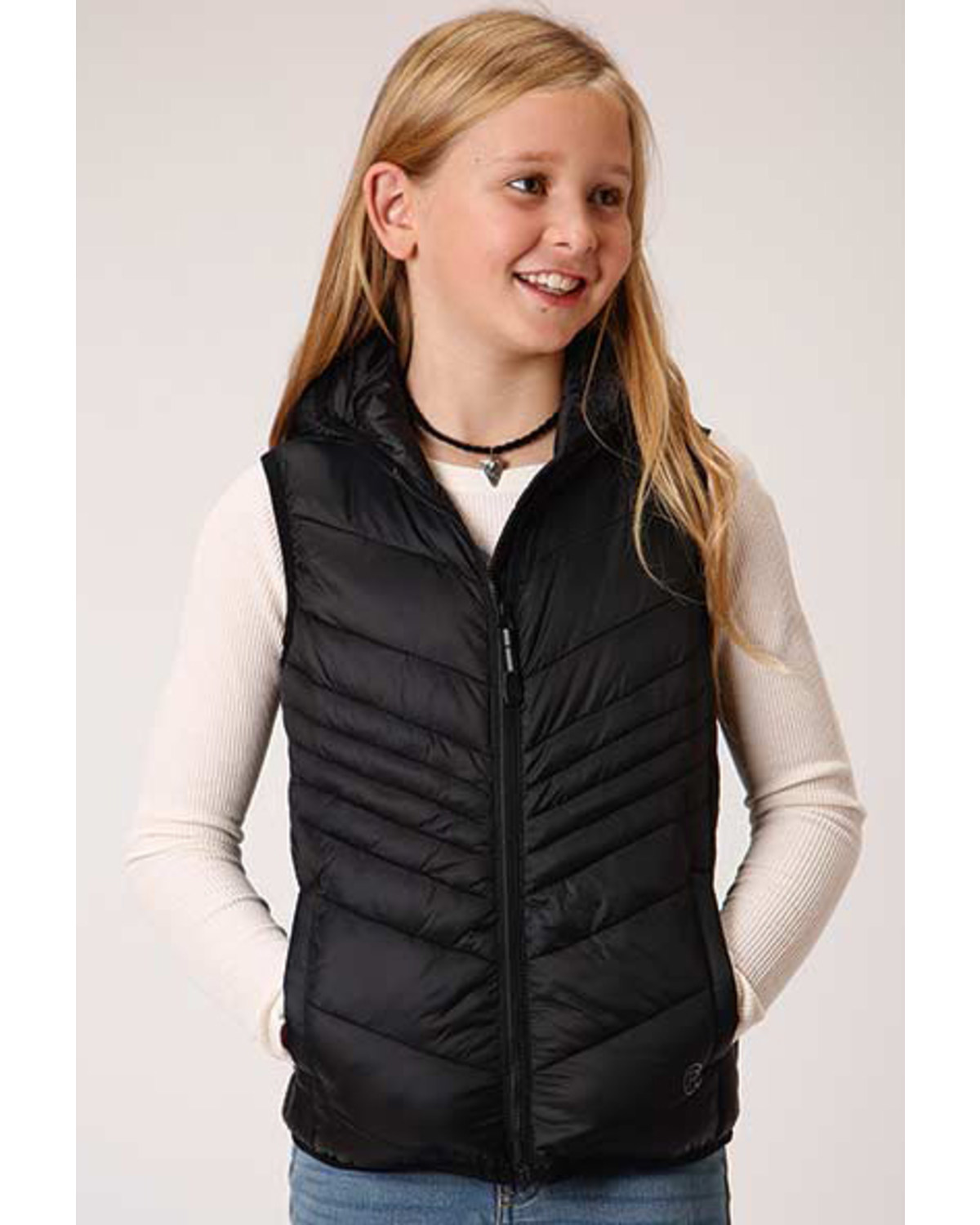 Girls black vest clearance