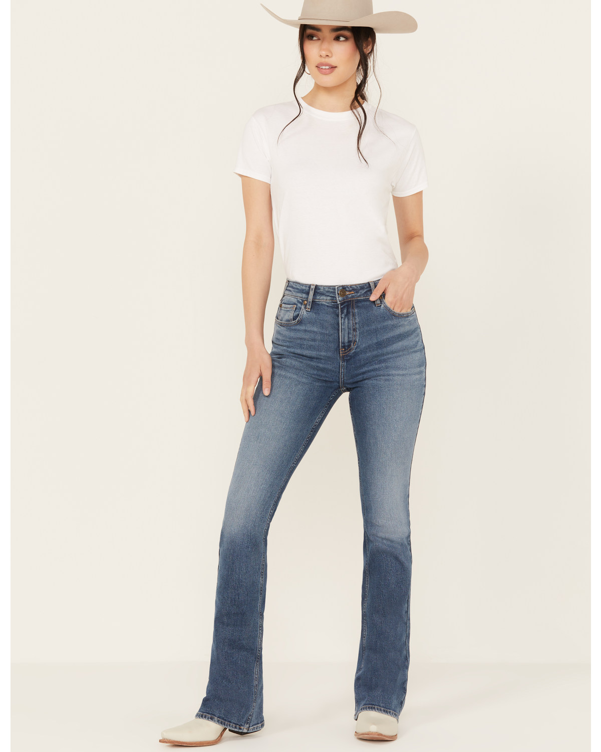 Cleo + Wolf Women's Juniper Medium Wash High Rise Slim Bootcut Jeans