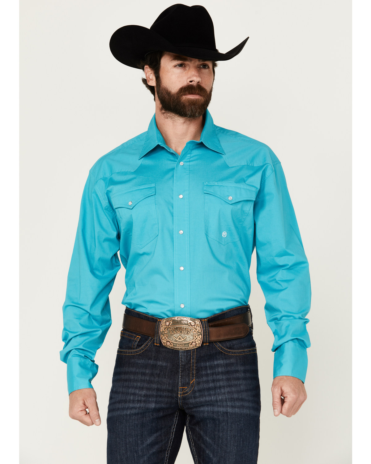 Roper Men's Amarillo Solid Long Sleeve Snap Stretch Western Shirt