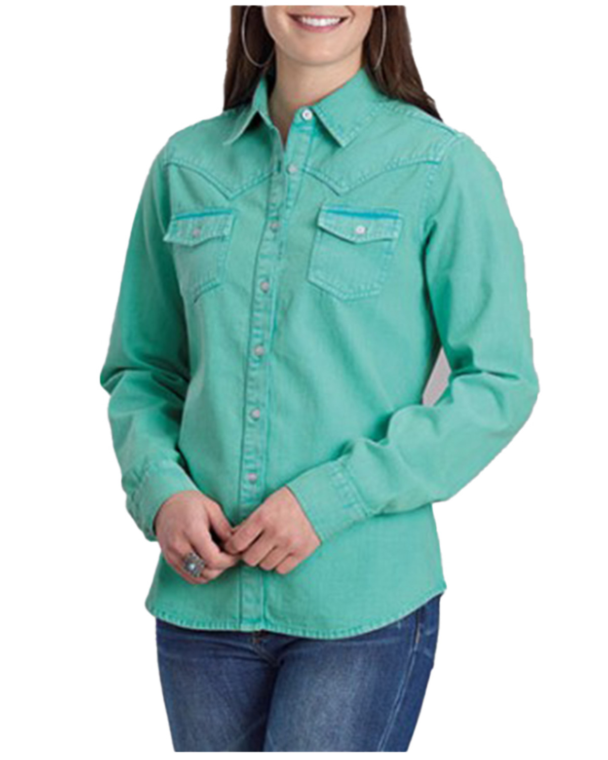Roper Women's Denim Long Sleeve Button-Down Western Shirt