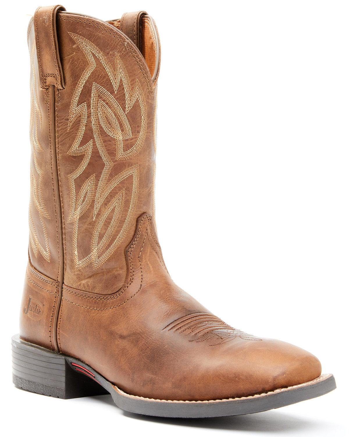 Justin Men's Dusky Brown Canter Cowhide Leather Western Boots - Broad Square Toe