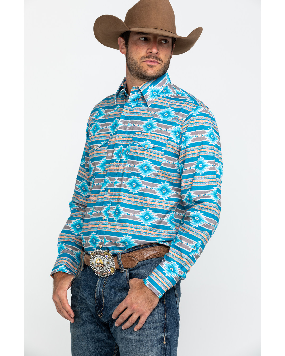 Roper Men S West Made Santa Fe Aztec Print Long Sleeve Western