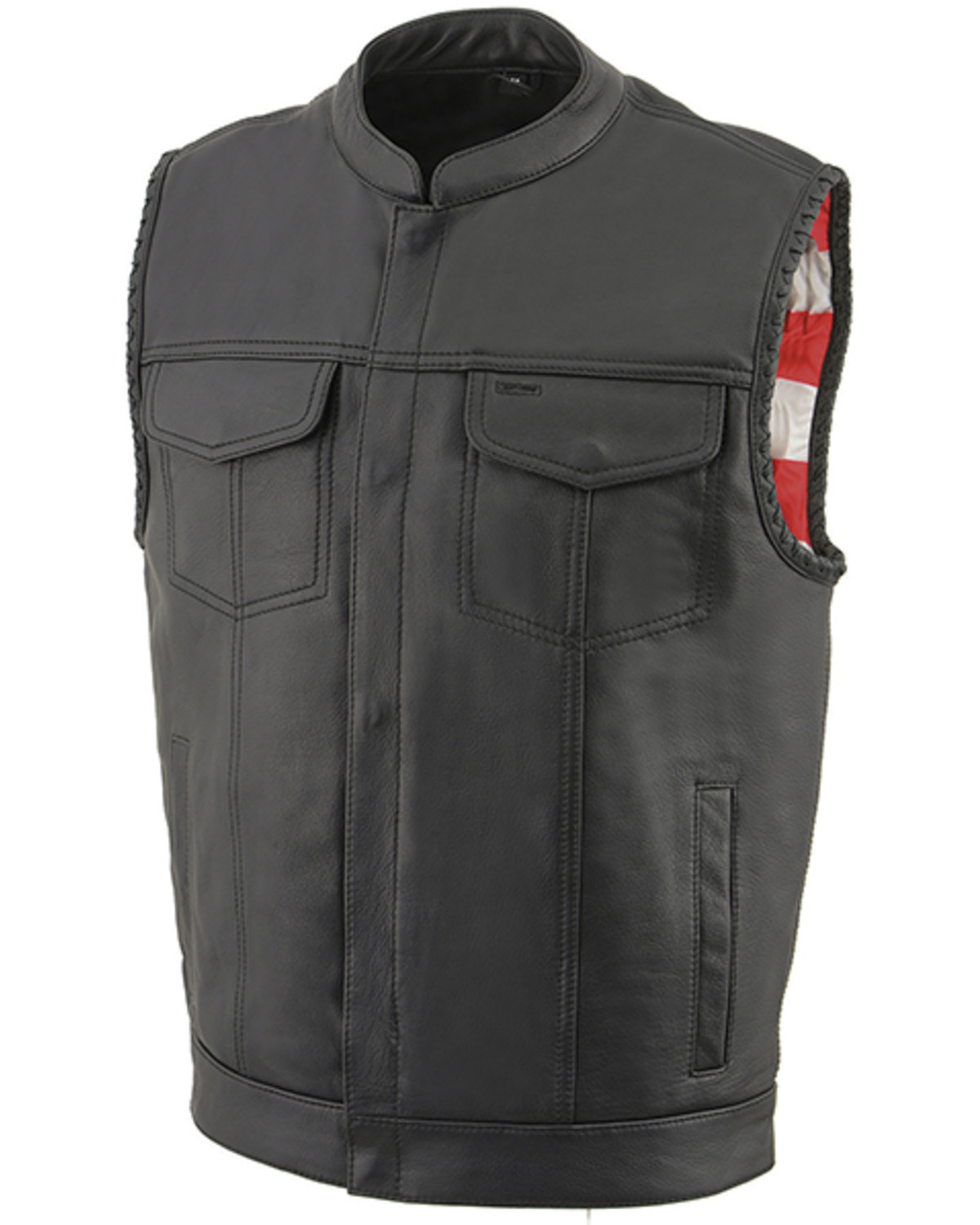 Milwaukee Leather Men's Old Glory Laced Arm Hole Concealed Carry Leather Vest - 4X