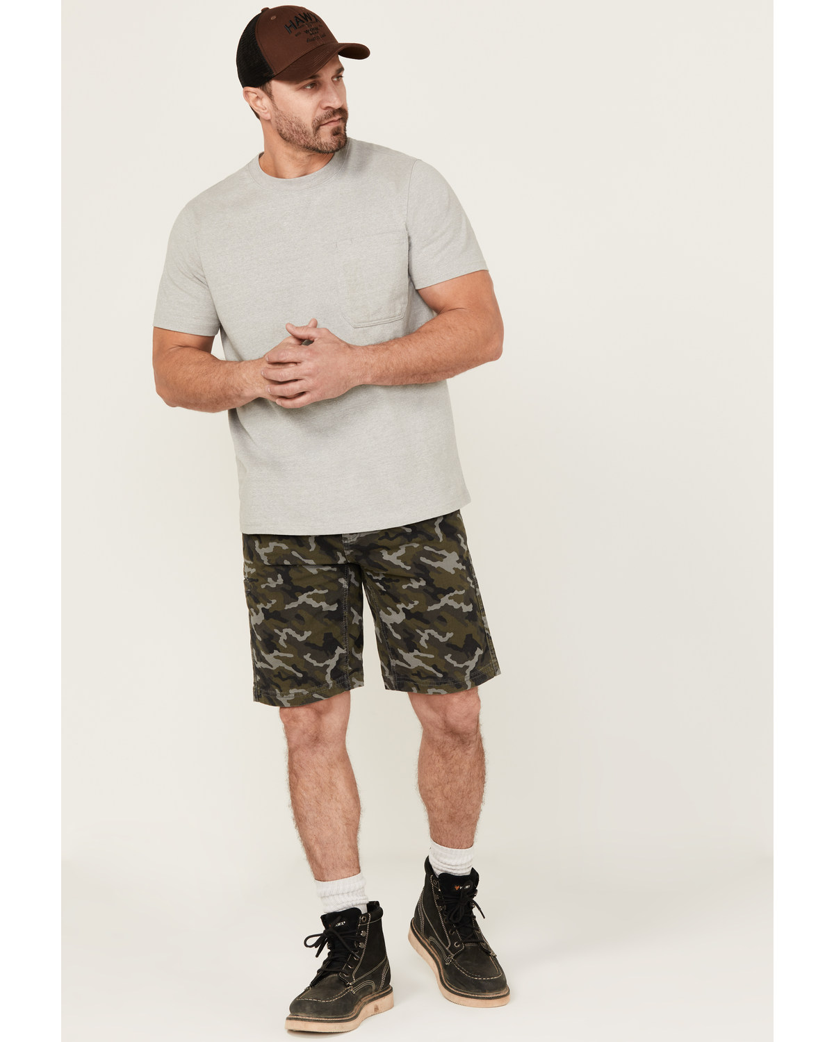 Hawx Men's Chip Camo Print Flat Front Work Shorts