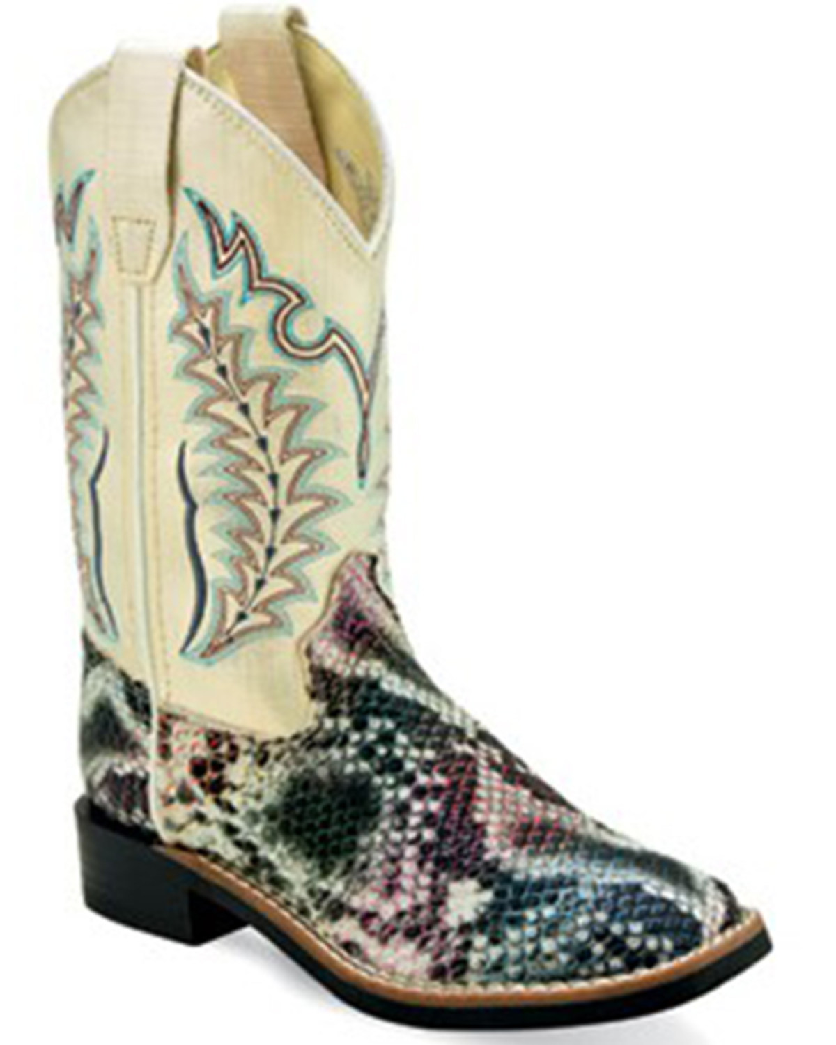 Old West Boys' Snake Print Western Boots - Broad Square Toe