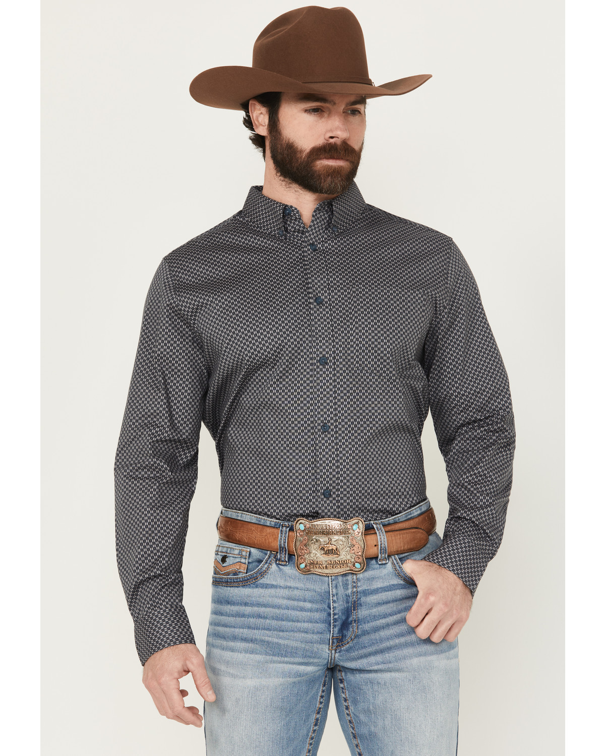 Cody James Men's San Juan Geo Print Long Sleeve Button-Down Stretch Western Shirt