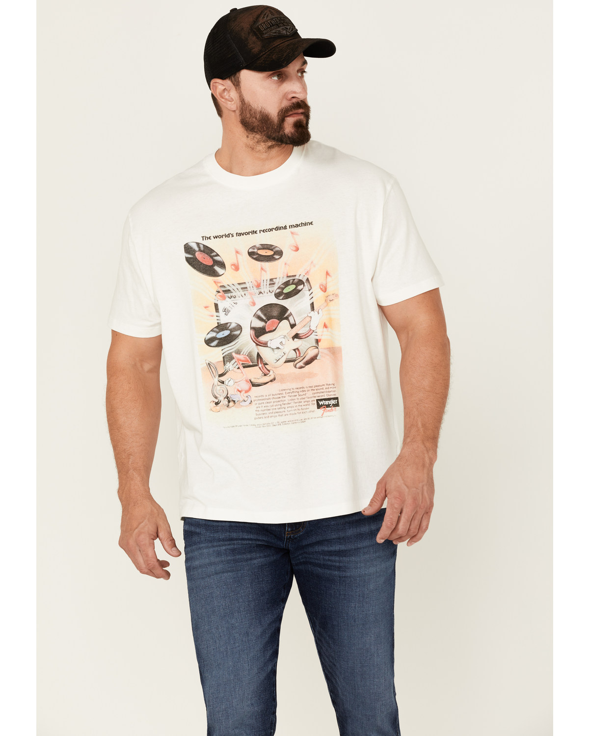 Wrangler X Fender Men's Dancing Record Vintage Graphic T-Shirt