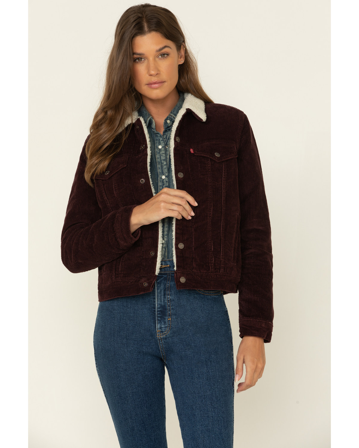 Corduroy sherpa trucker jacket women's Outlet