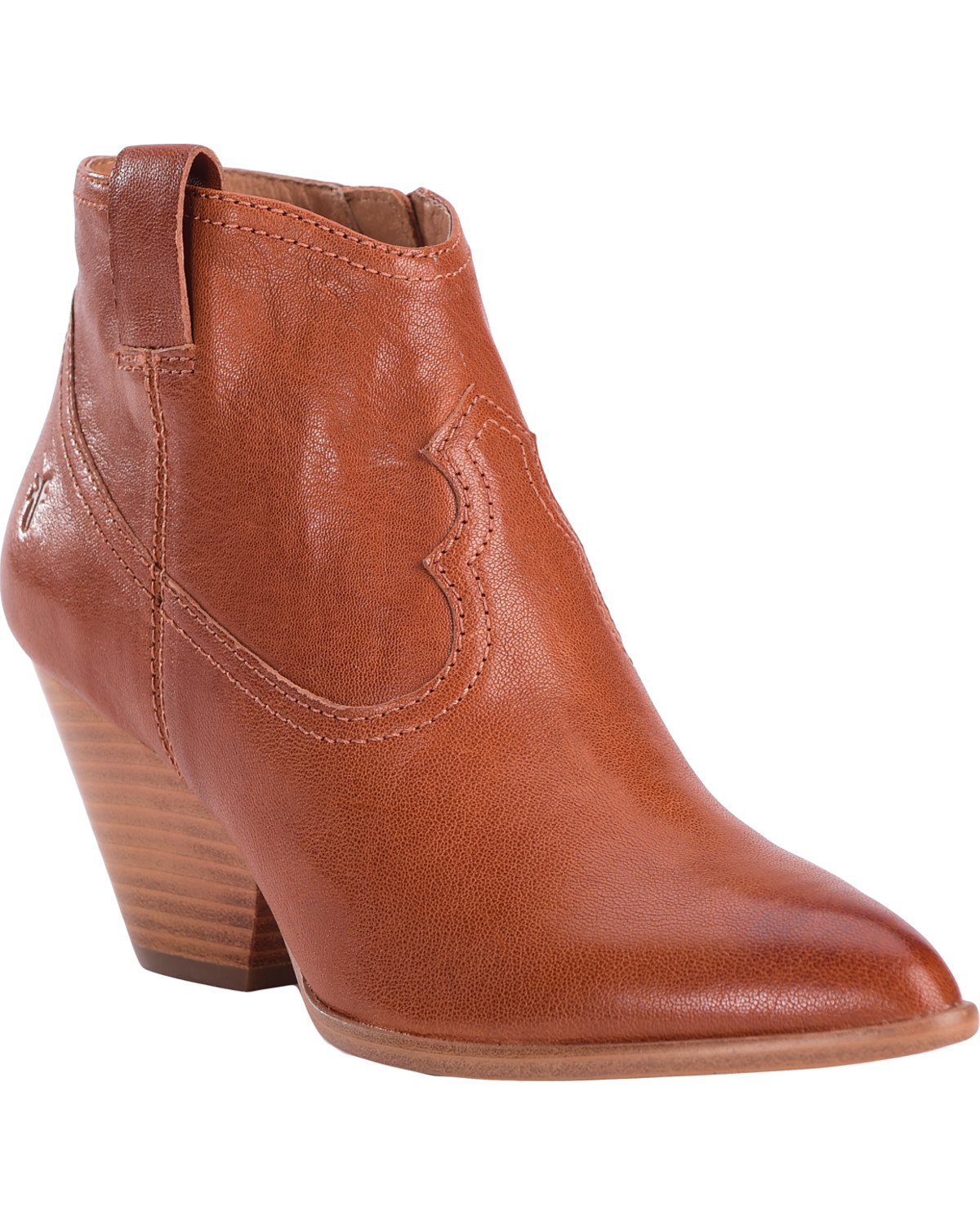 leather cognac booties