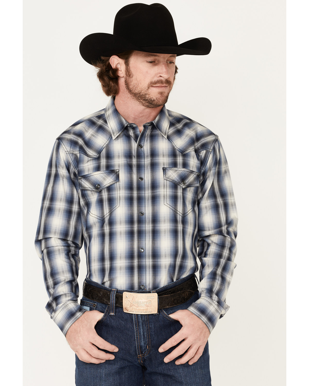 Cody James Men's Trailblazer Plaid Print Long Sleeve Pearl Snap Western Shirt
