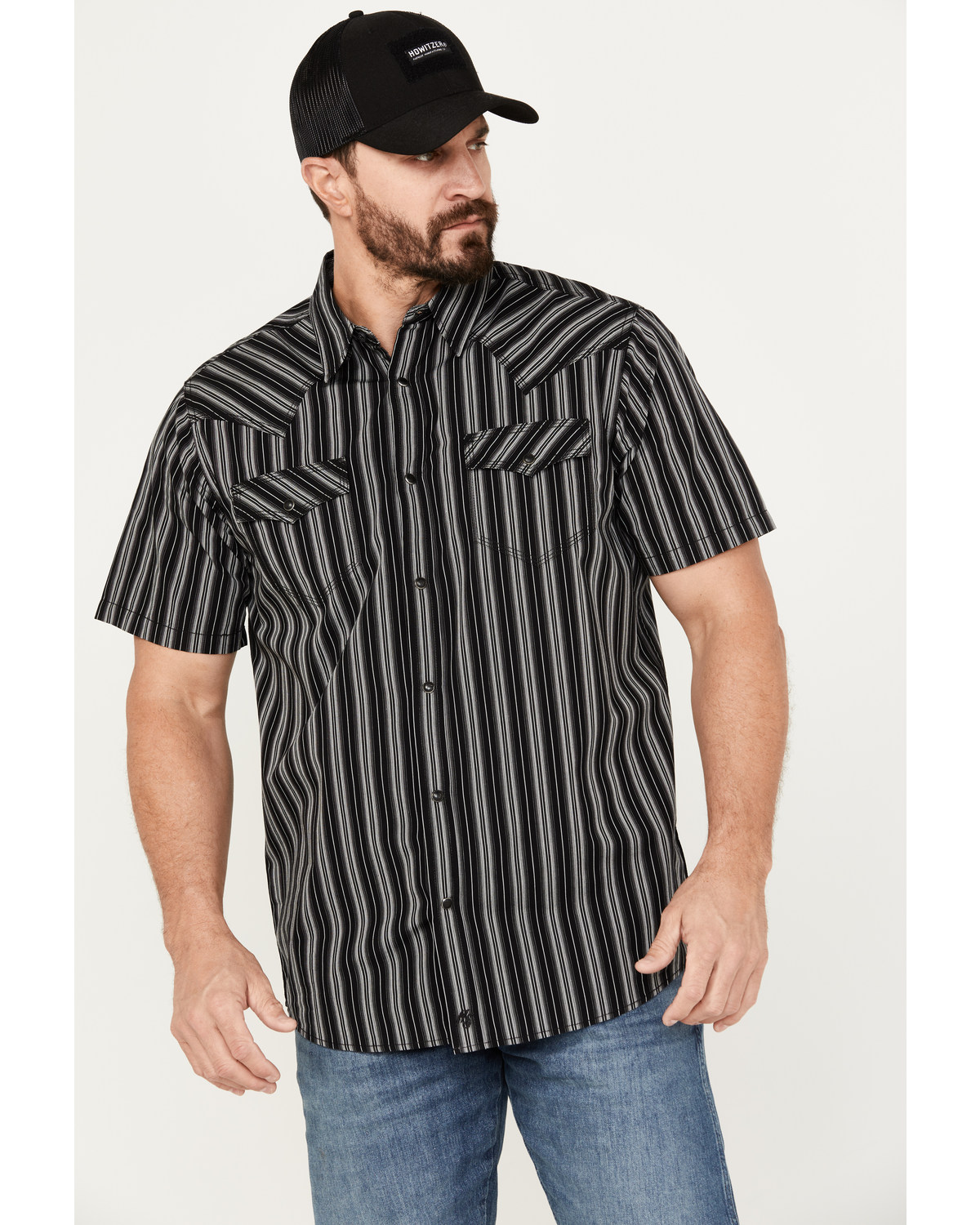 Moonshine Spirit Men's Capone Striped Short Sleeve Western Snap Shirt