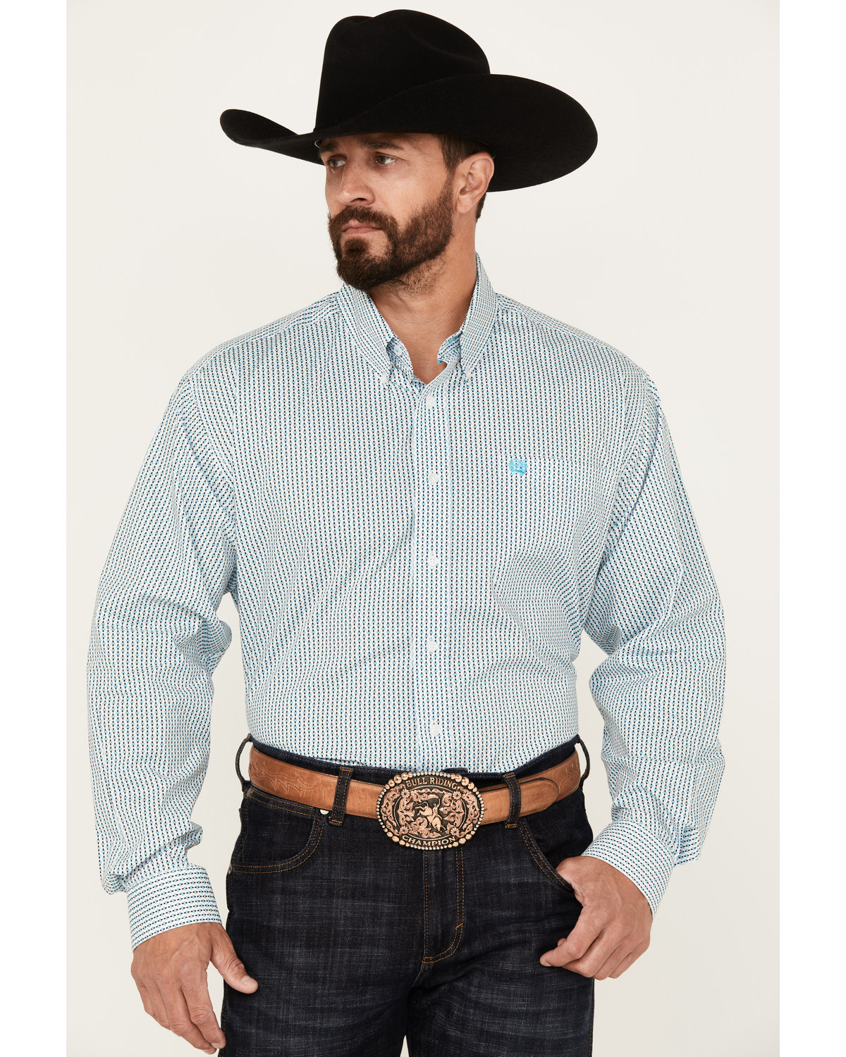 Cinch Men's Diamond Geo Print Long Sleeve Button-Down Stretch Western Shirt