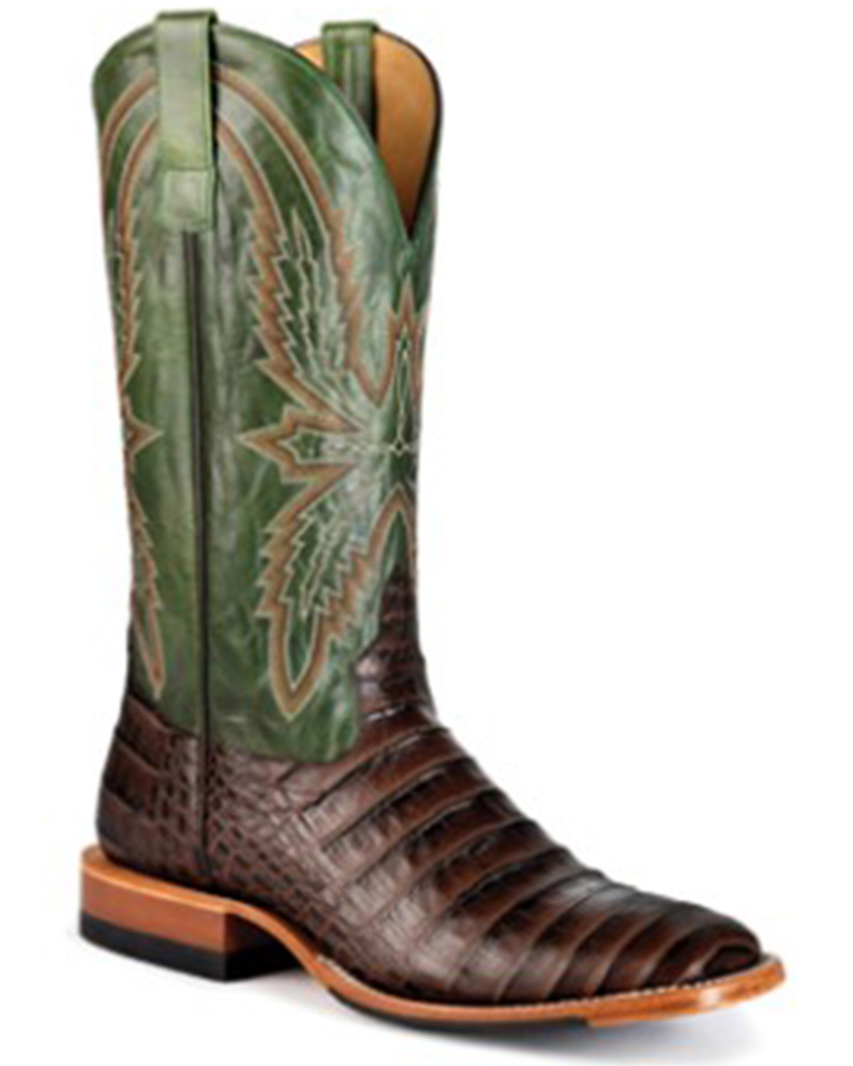 Horse Power Men's Emerald Explosion Caiman Print Western Boots - Square Toe
