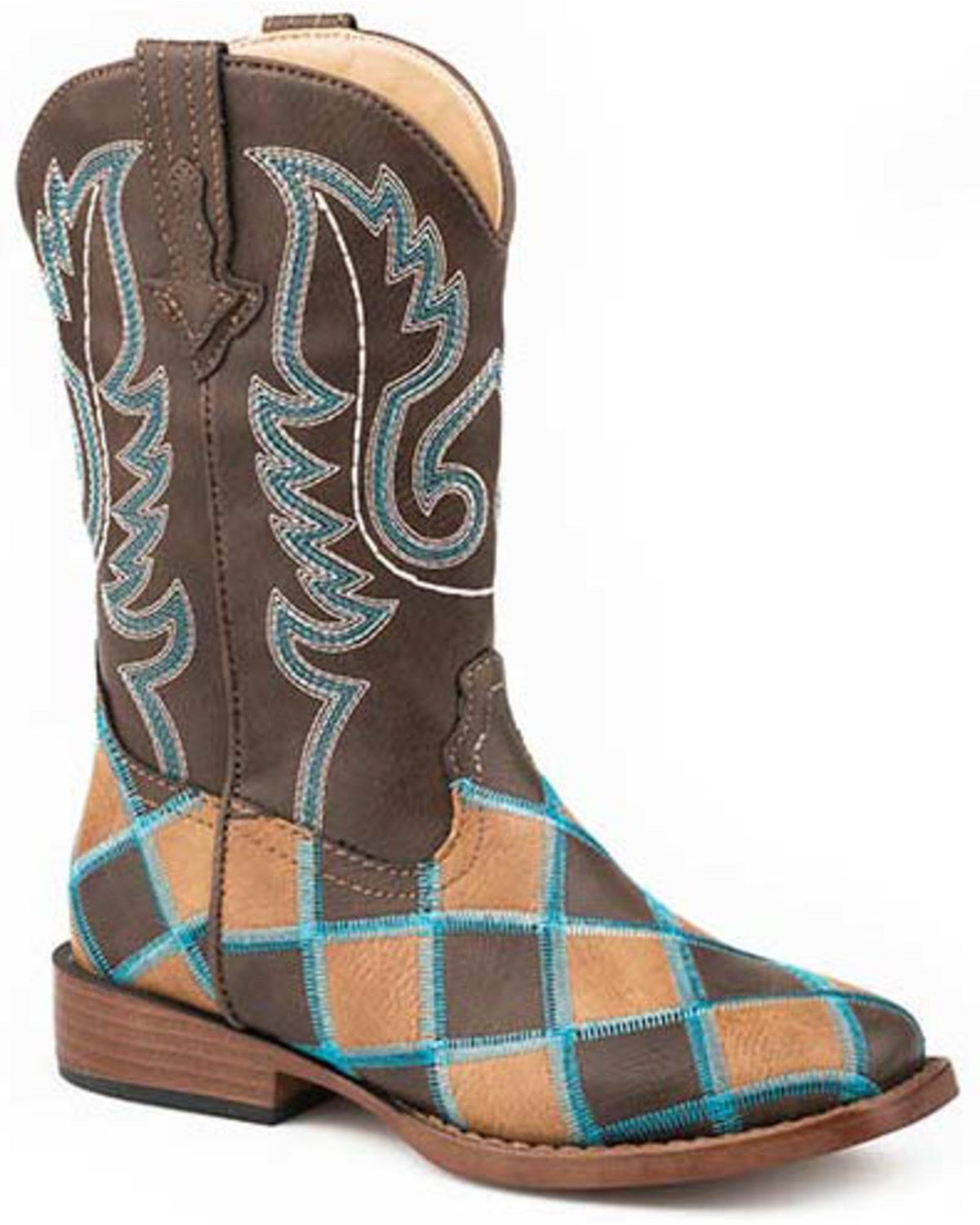 checkered square toe boots
