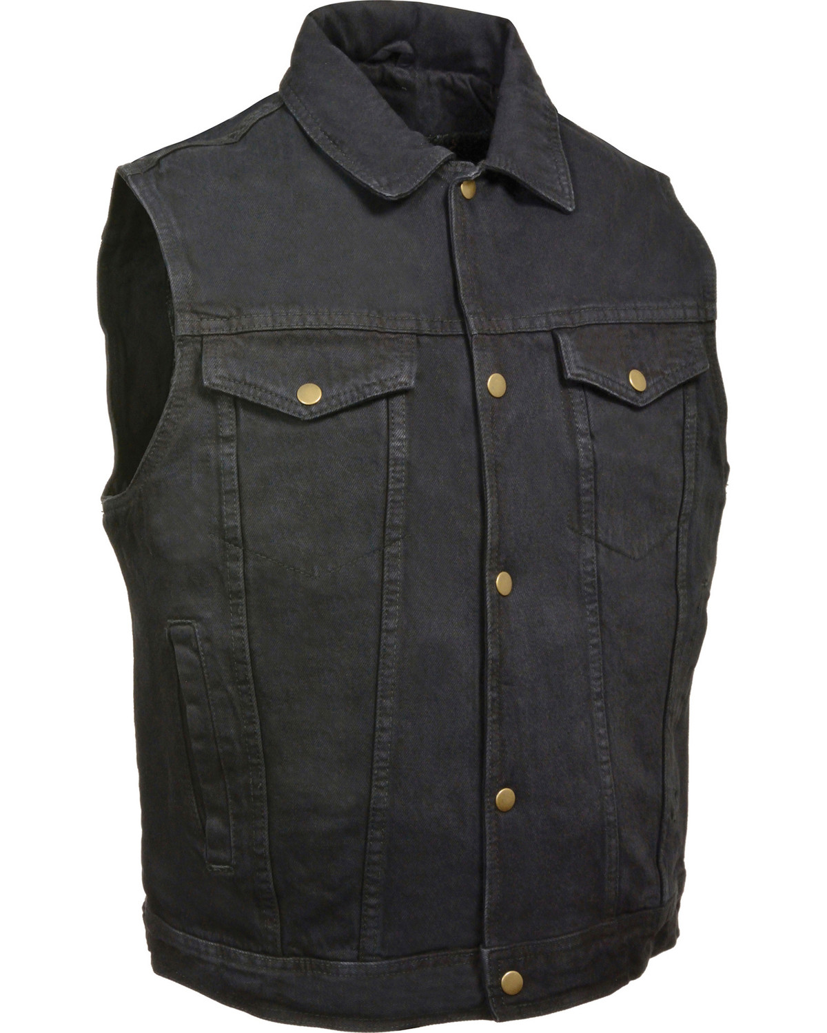 Milwaukee Leather Men's Snap Front Denim Vest with Shirt Collar- Big