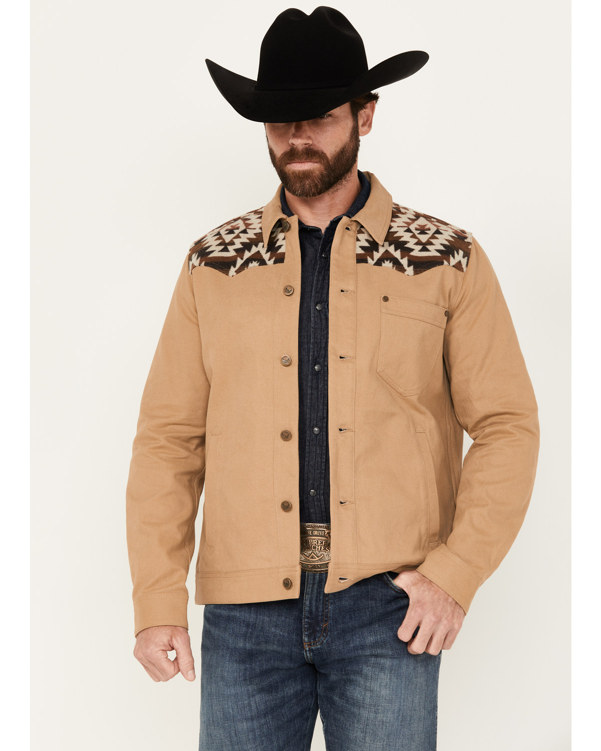Cody James Men's Southwestern Print Canvas Button-Down Jacket