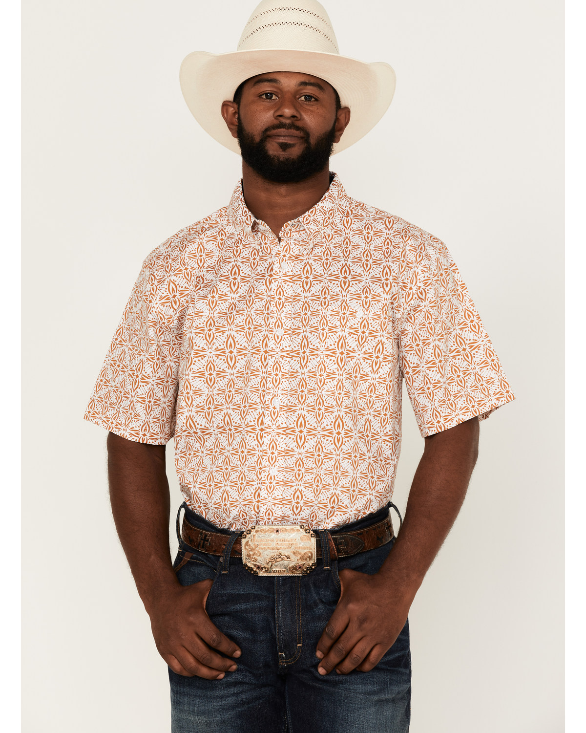 RANK 45® Men's Kickin Southwestern Print Short Sleeve Button-Down Western Shirt