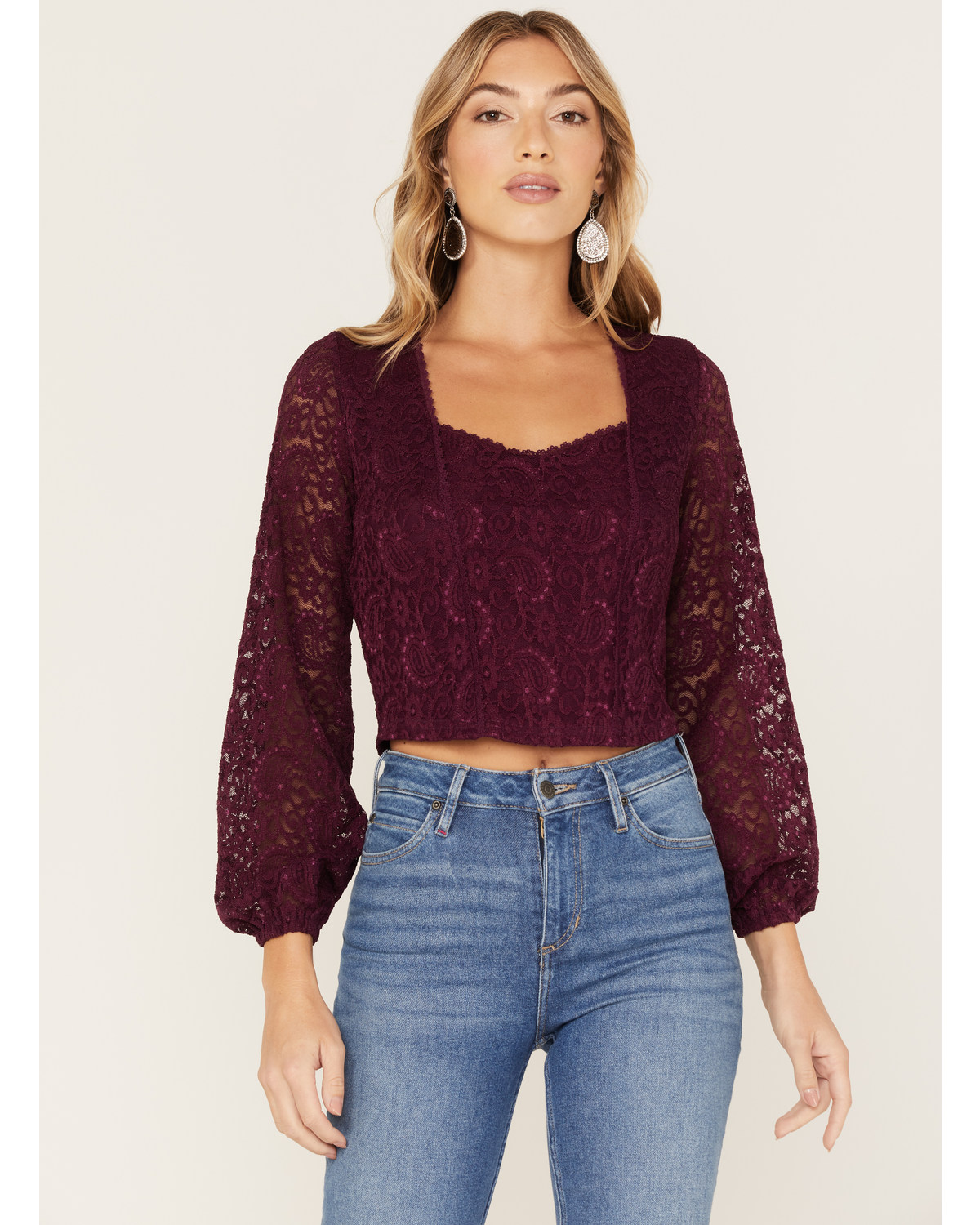 Idyllwind Women's Date Night Floral Lace Crop Top