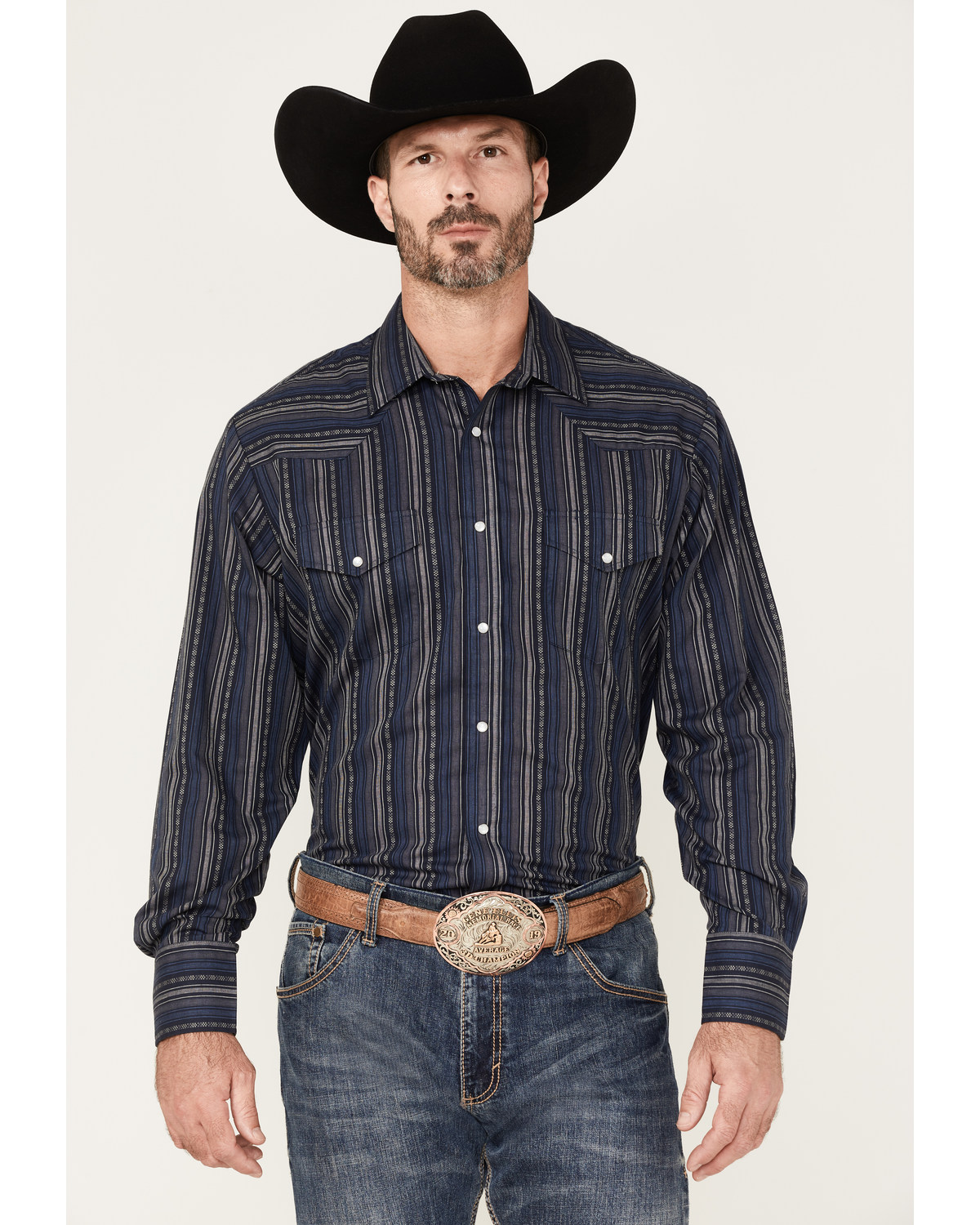 Roper Men's Striped Long Sleeve Pearl Snap Western Shirt