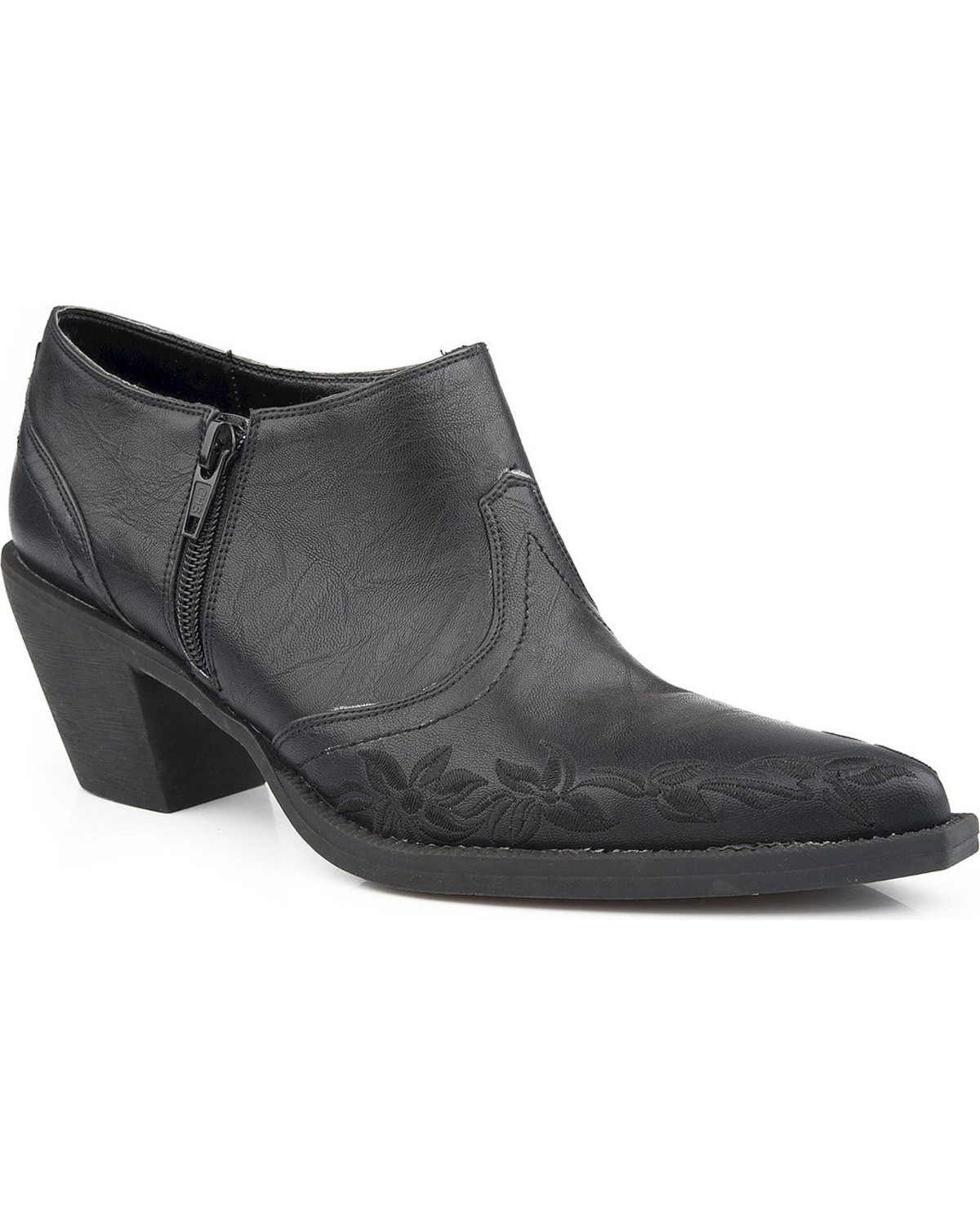 ladies black western ankle boots