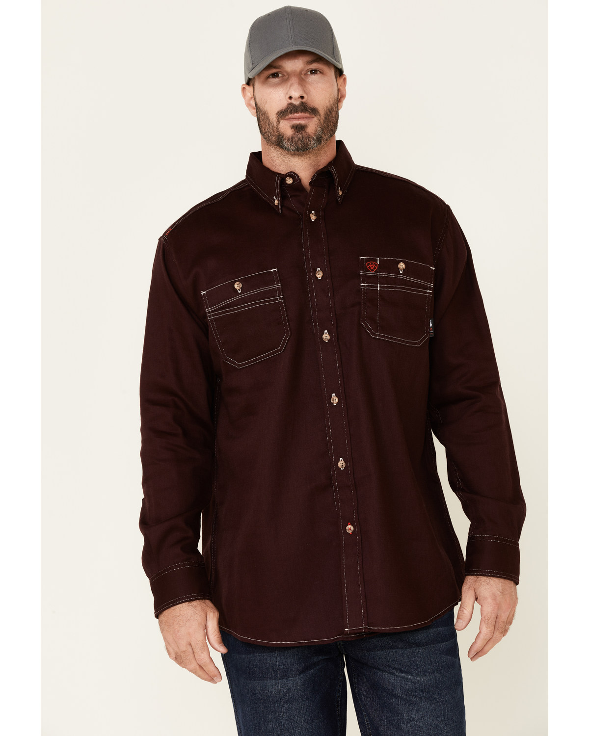 Ariat Men's FR Solid Long Sleeve Button Down Work Shirt