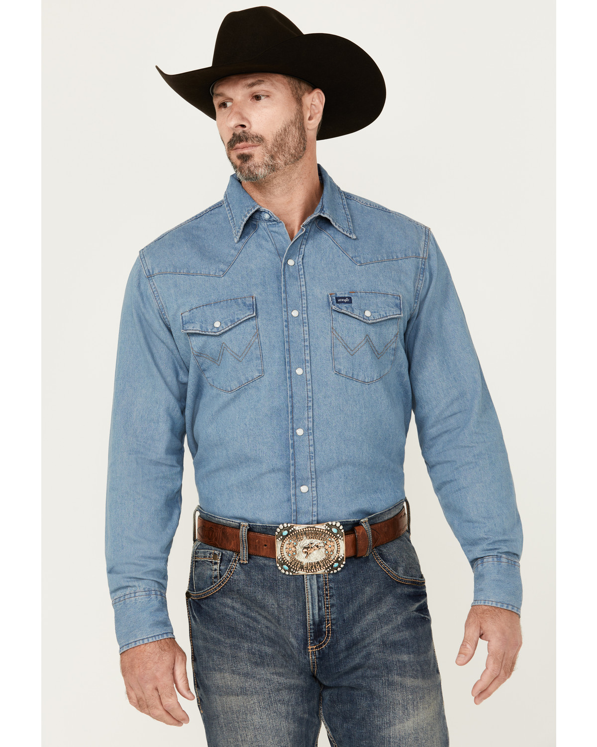 mens wrangler denim shirt