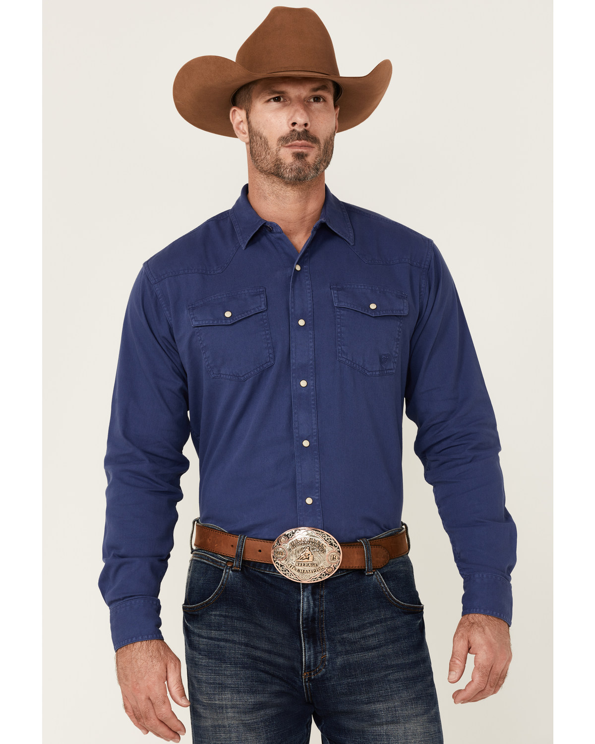Ariat Men's Solid Teal Jurlington Retro Long Sleeve Pearl Snap Western Shirt