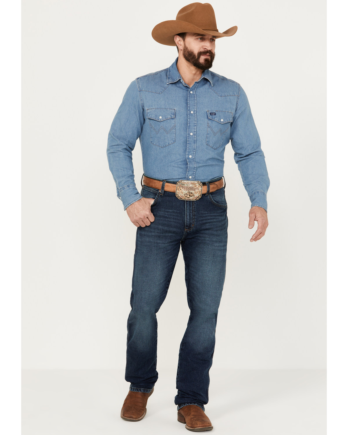 Wrangler Retro Men's Medium Wash Slim Straight Stretch Jeans