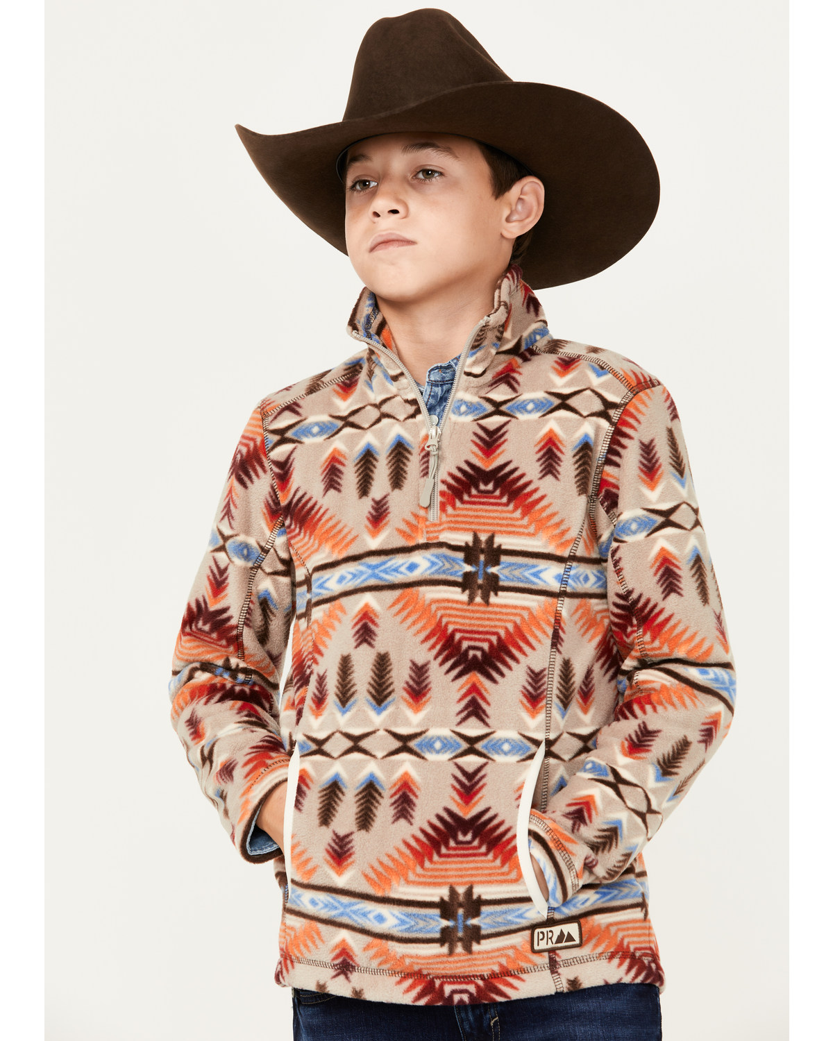 Powder River Outfitters Boys' Southwestern Print Fleece Pullover
