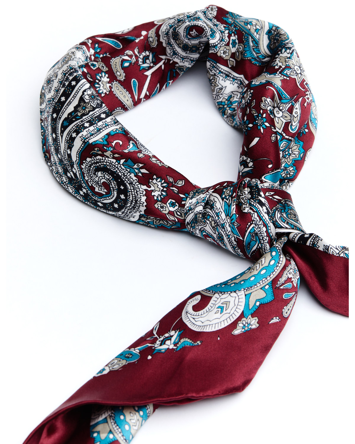 Cody James Men's Silk Burgundy Paisley Wild Rag Scarf