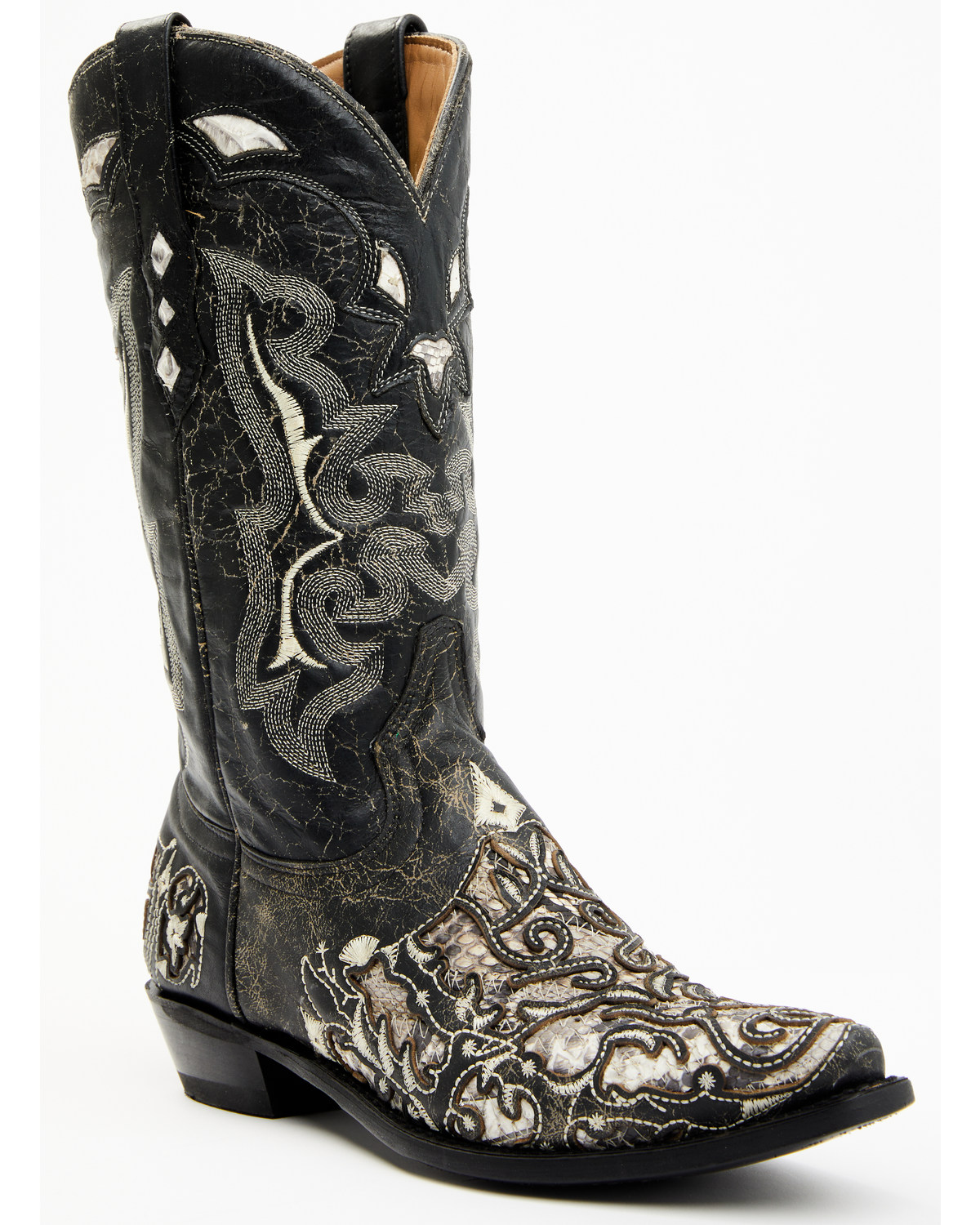 Corral Men's Exotic Python Skin Inlay Western Boots - Snip Toe