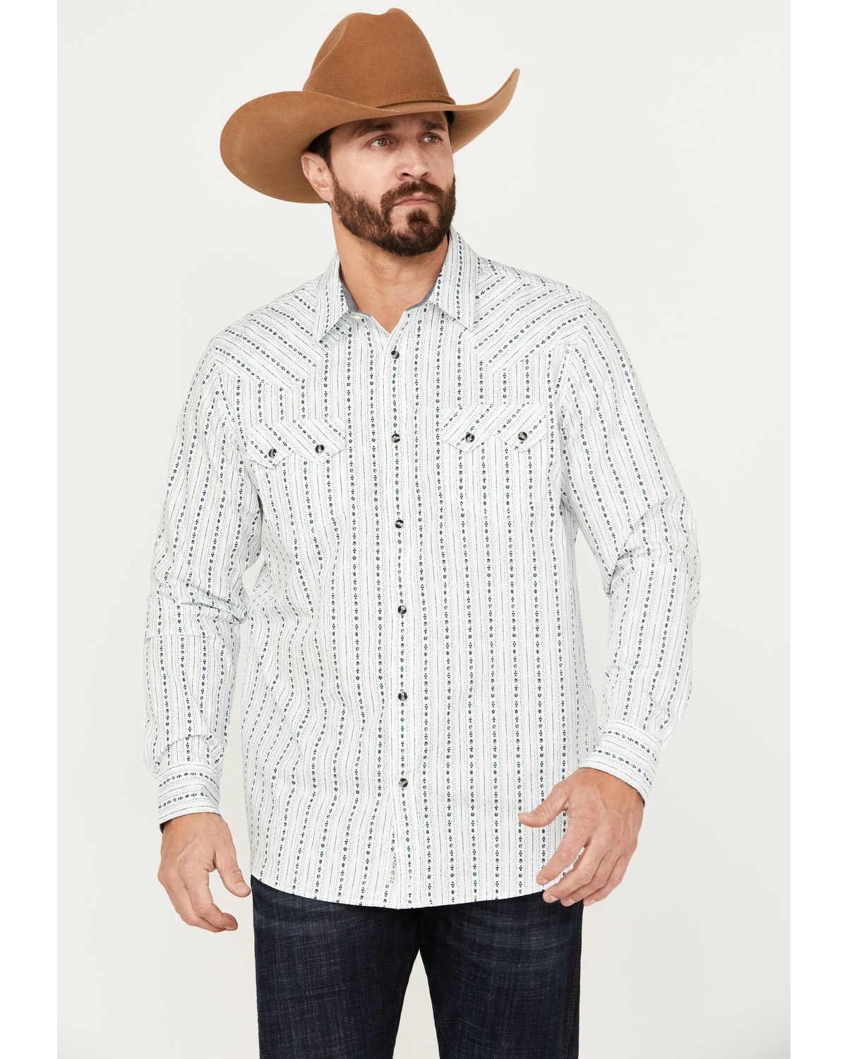 Moonshine Spirit Men's Elderflower Striped Long Sleeve Western Snap Shirt