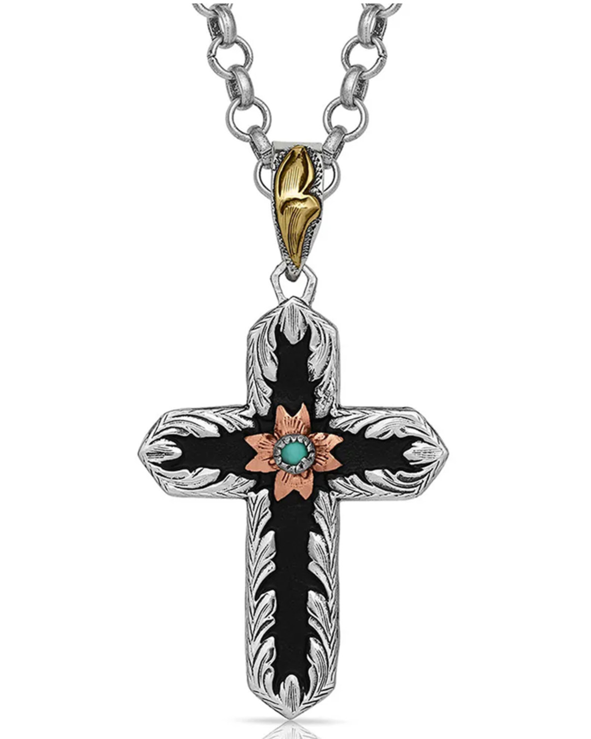 Montana Silversmiths Women's Antiqued Two-Tone Radiating Cross Necklace