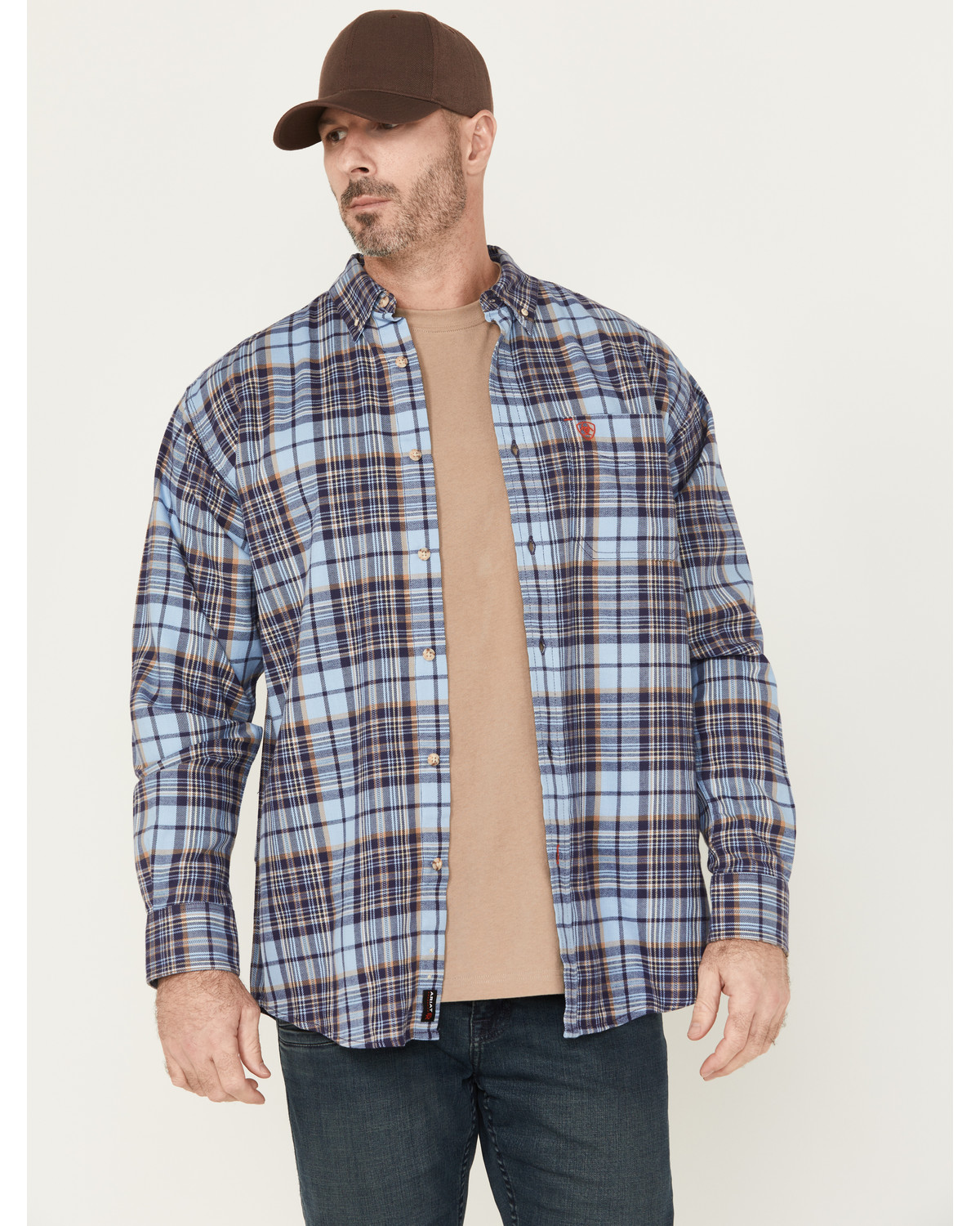Ariat Men's FR Cienega Plaid Print Long Sleeve Button-Down Work Shirt