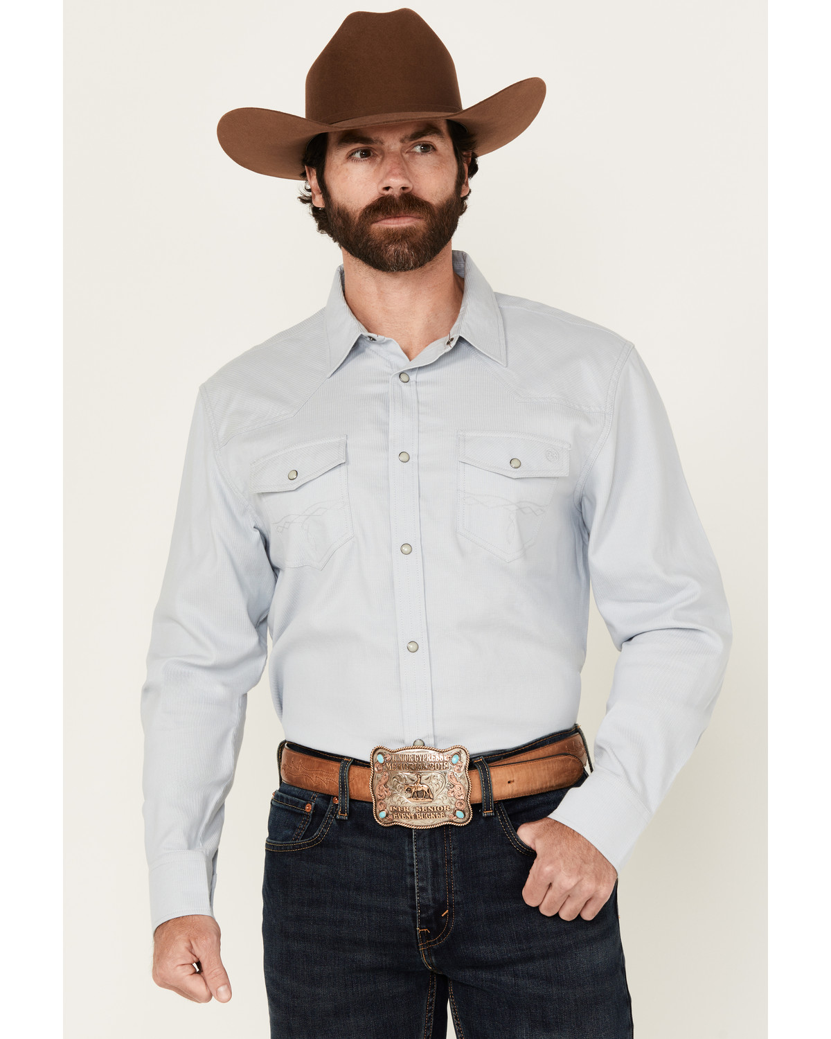 Blue Ranchwear Men's Alcova Solid Long Sleeve Snap Western Shirt