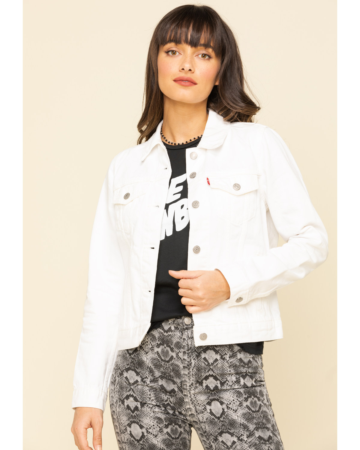 women's levi's white denim jacket