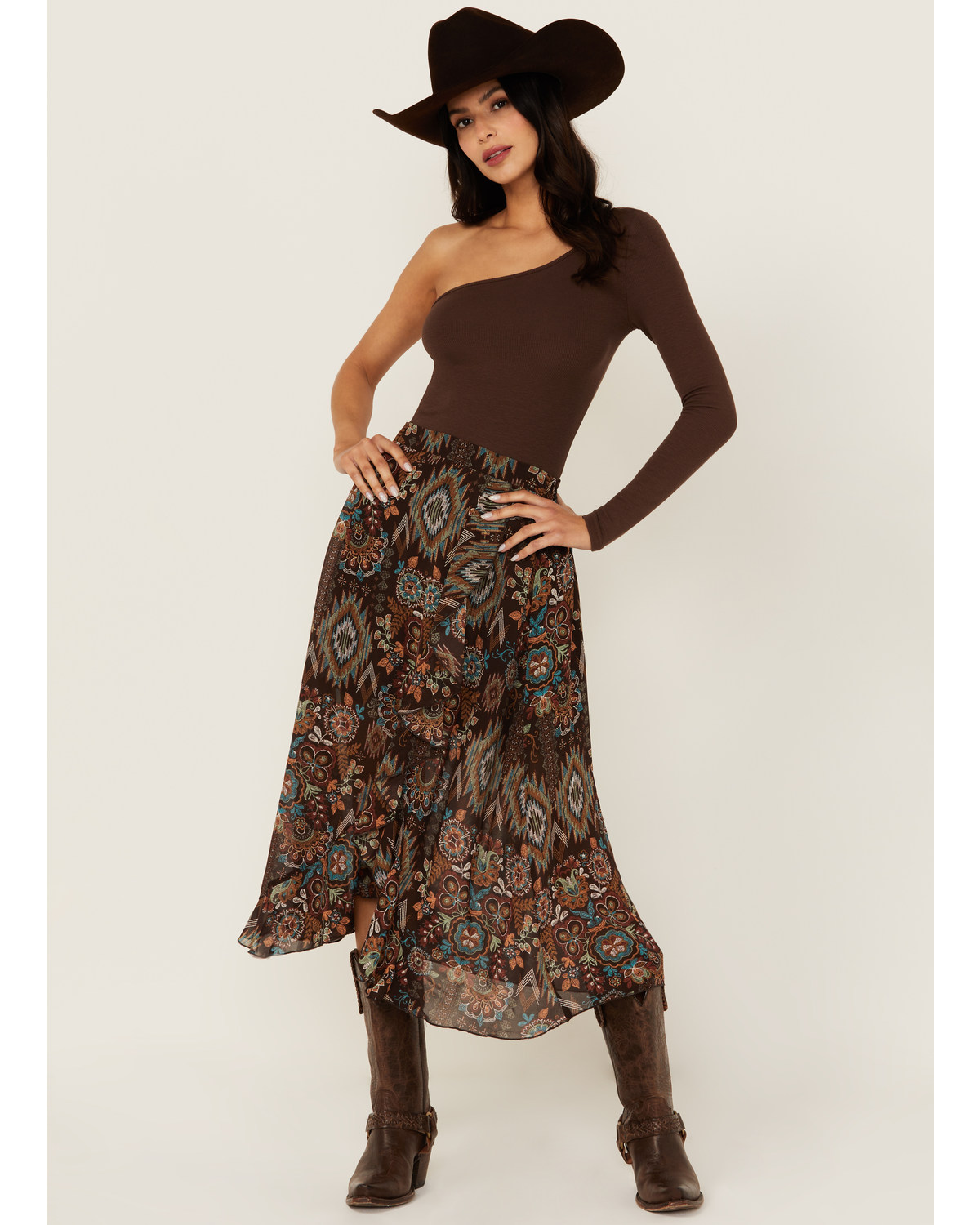 Shyanne Women's Printed Ruffle Midi Skirt
