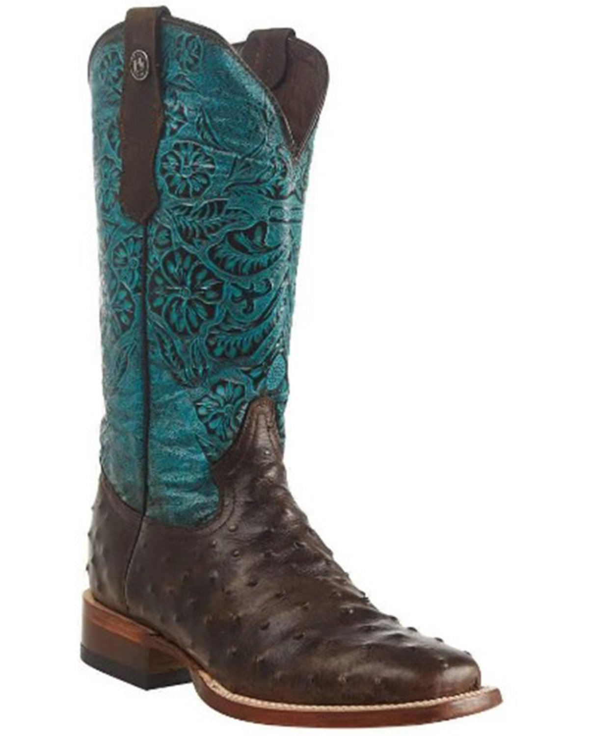 Tanner Mark Women's Ostrich Print Western Boots - Broad Square Toe