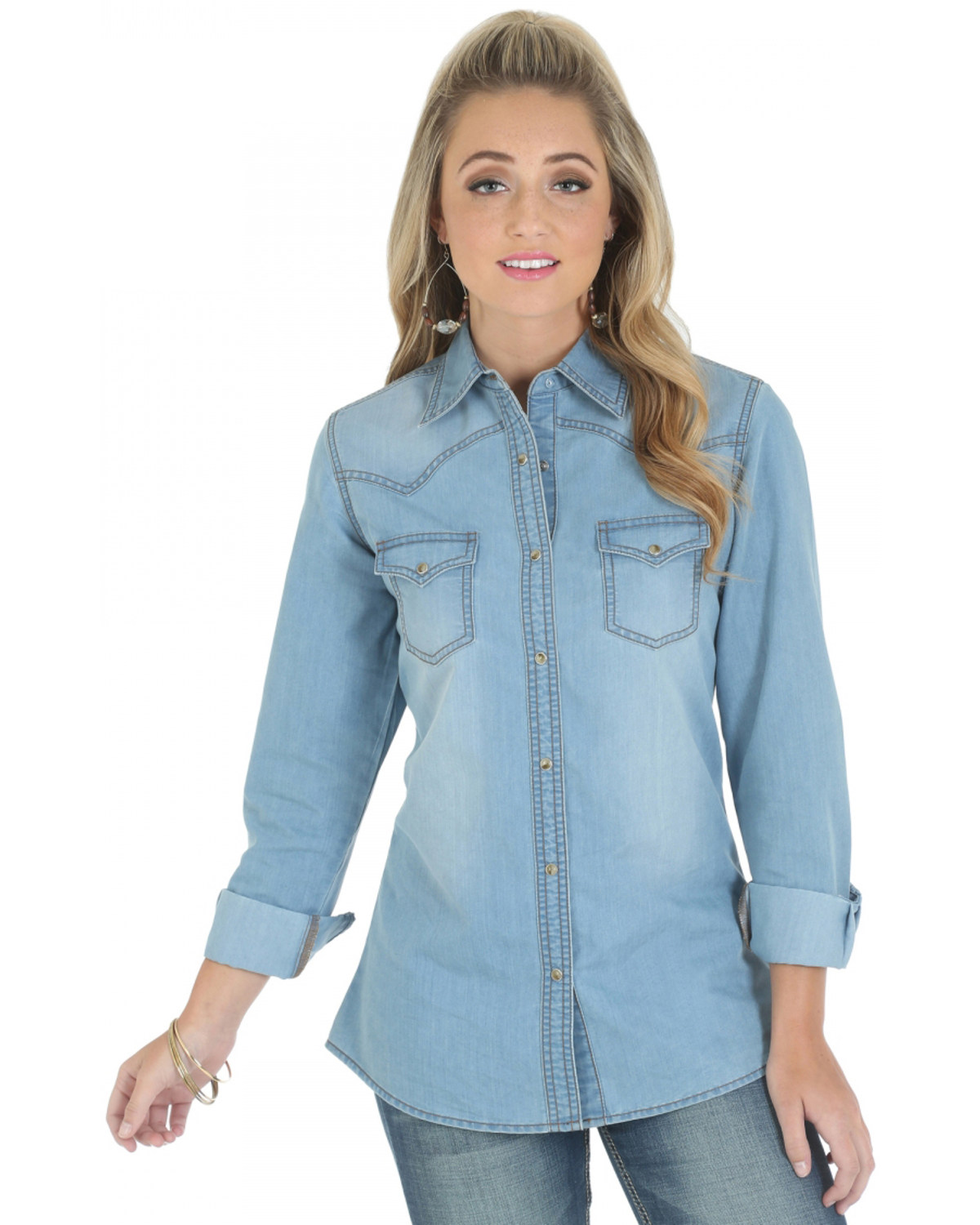 ladies long sleeve denim shirts