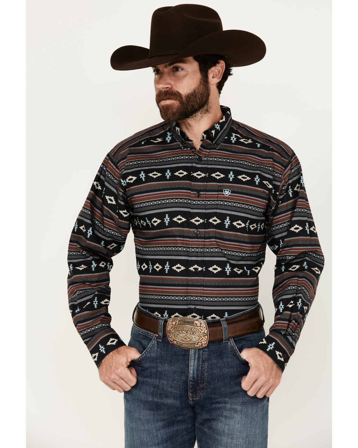 Ariat Men's Noland Southwestern Print Long Sleeve Button-Down Western Shirt