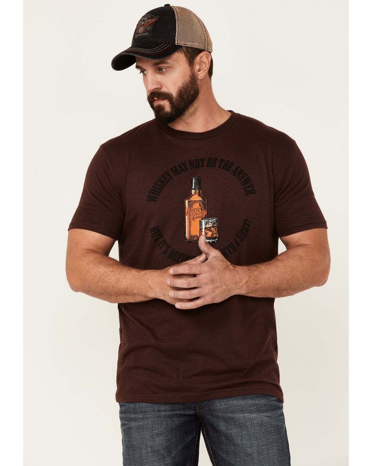 Moonshine Spirit Men's Whiskey No Answer Graphic Short Sleeve T-Shirt