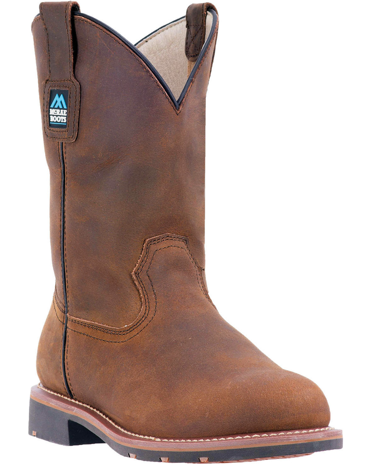 men's soft toe pull on work boots