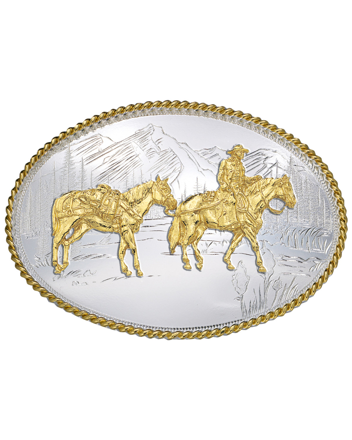 Montana Silversmiths Etched Mountains Pack Horse Rider Western Belt Buckle Boot Barn in Tustin CA The Market Place